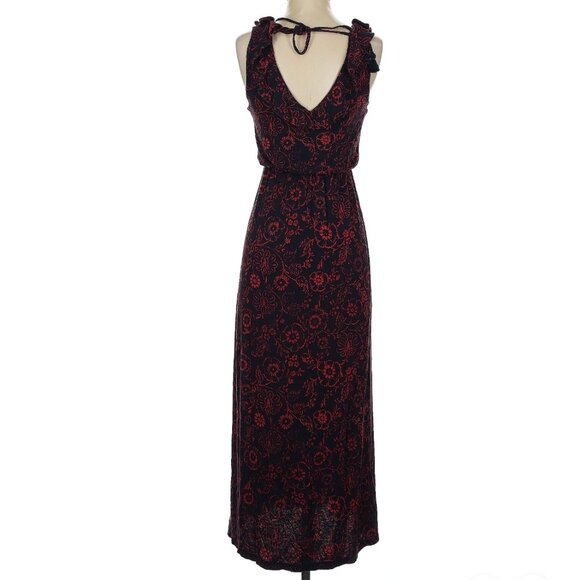Ann Taylor Loft Riviera Black Red Floral Maxi Dress Small - Picture 7 of 11